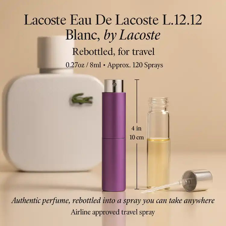 Lacoste Eau De Lacoste L.12.12 Blanc Cologne By Lacoste for Men 0.27 Oz Travel Spray